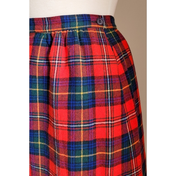 Vintage Pendleton Plaid Wool Tartan High Waist 80s Vintage Holiday Midi Skirt - Picture 3 of 15